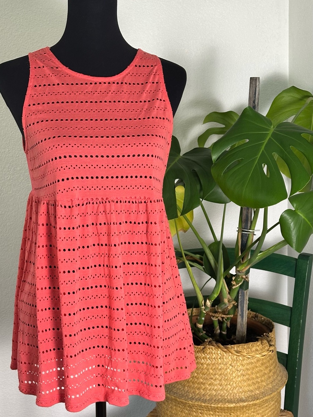 Pins & Needles Coral Eyelet Sleeveless Swing Tank